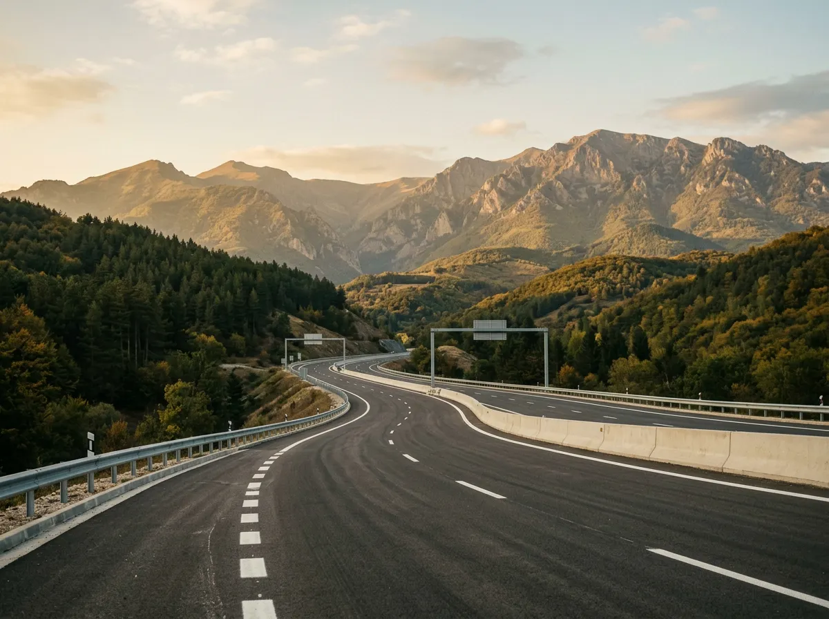 Болгарский автобан — современное покрытие с видом на горы
