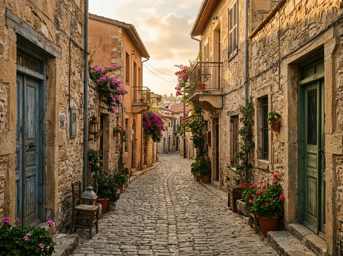 Узкая улочка в кипрской деревне — типичное место мелких повреждений