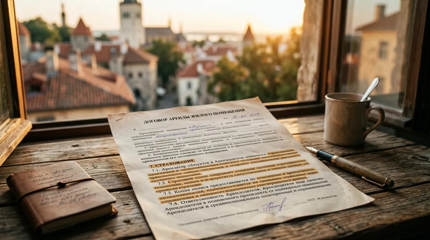 Договор аренды с выделенными пунктами о страховом покрытии