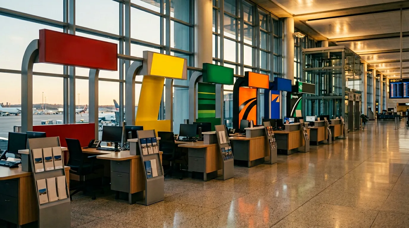 Стойки международных прокатчиков в аэропорту
