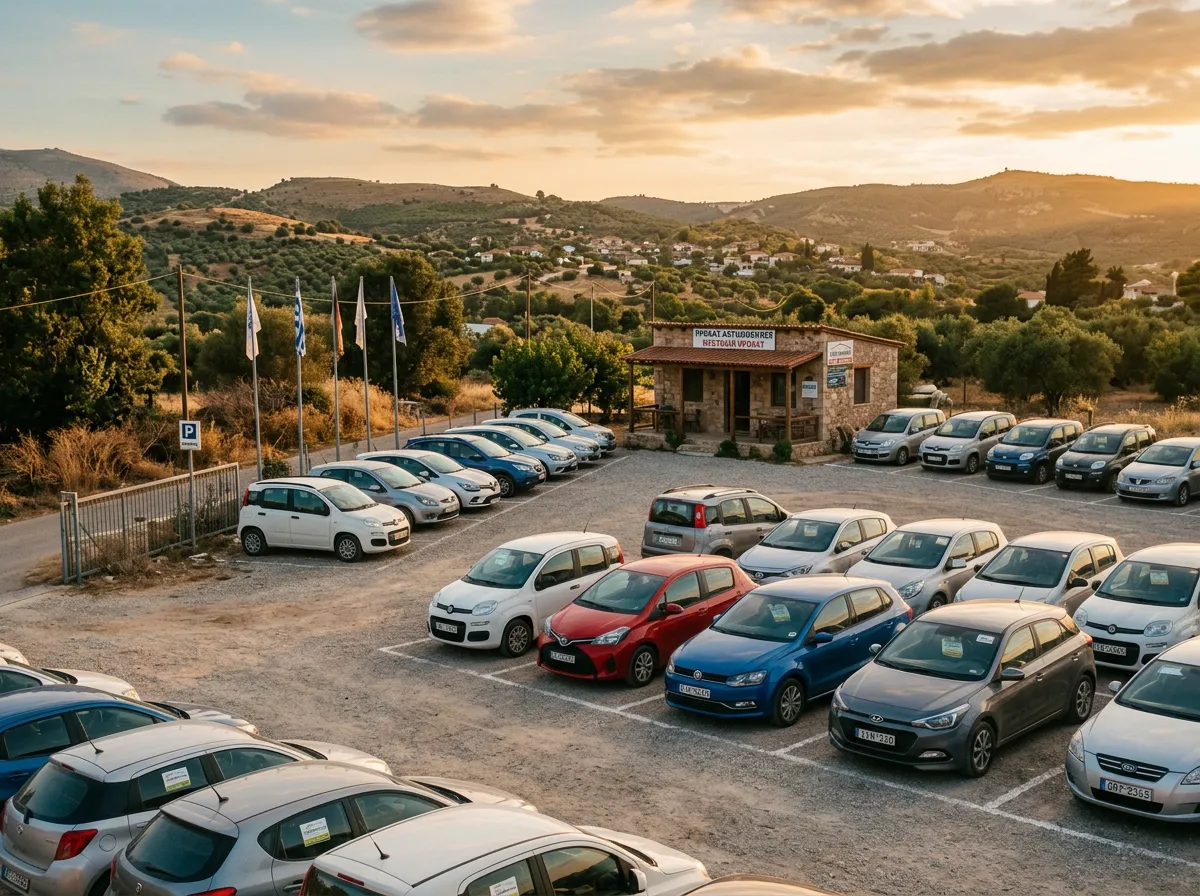 Парковка местного прокатчика с автопарком