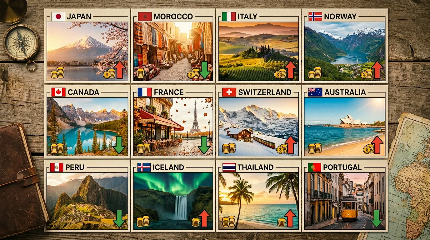 Графический календарь сезонности цен по странам