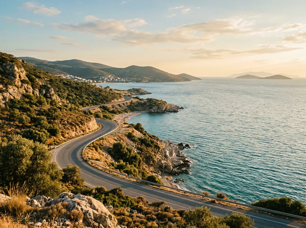Дорога вдоль Эгейского побережья недалеко от Измира